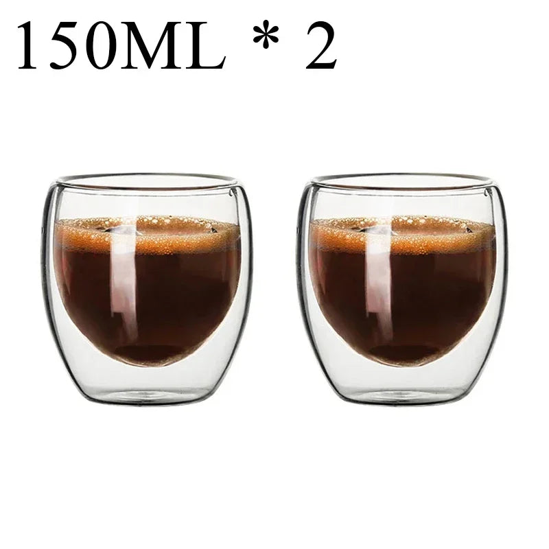 2-18PCS Double Wall High Borosilicate Glass Mug Heat Resistant Tea Milk Juice Coffee Water Cup Bar Drinkware Gift Creativity Set Quick Pick Grocers